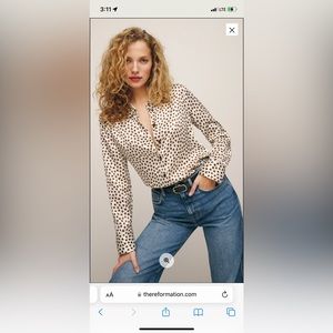 Reformation Sky Relaxed Silk Top